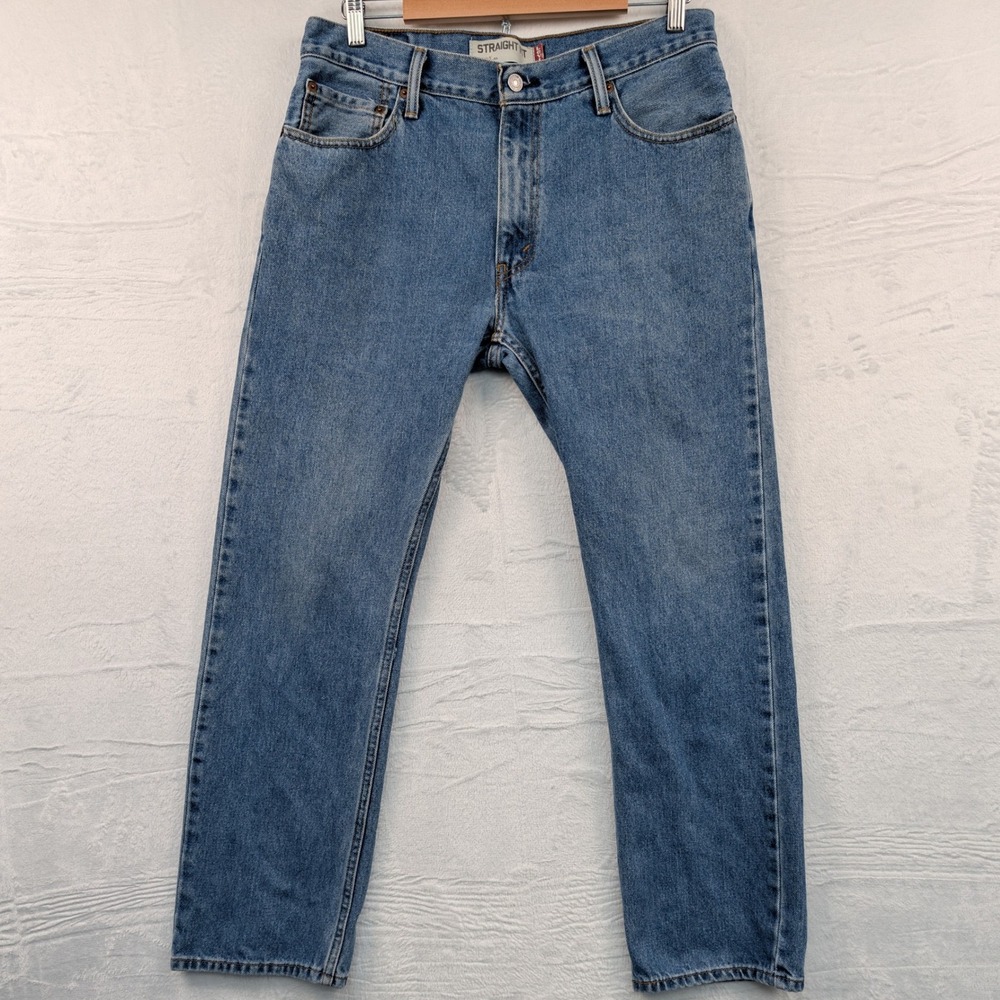 VTG Levi's 505 Jeans Men's 35x31 Blue Straight Fit Medium Wash Workwear Red Y2K